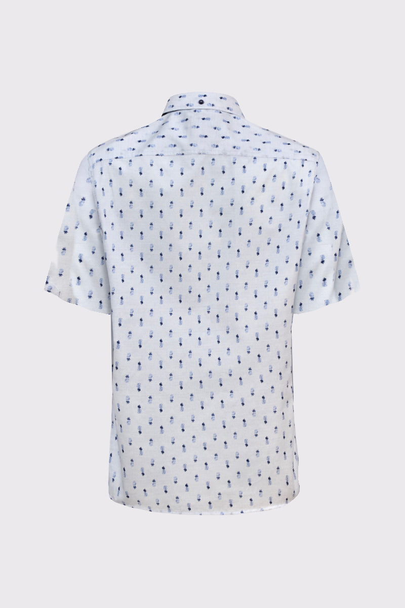 Modern Fit Kurzarmhemd mit Print – indigo print 1 #Farbe_84491 indigo print 1