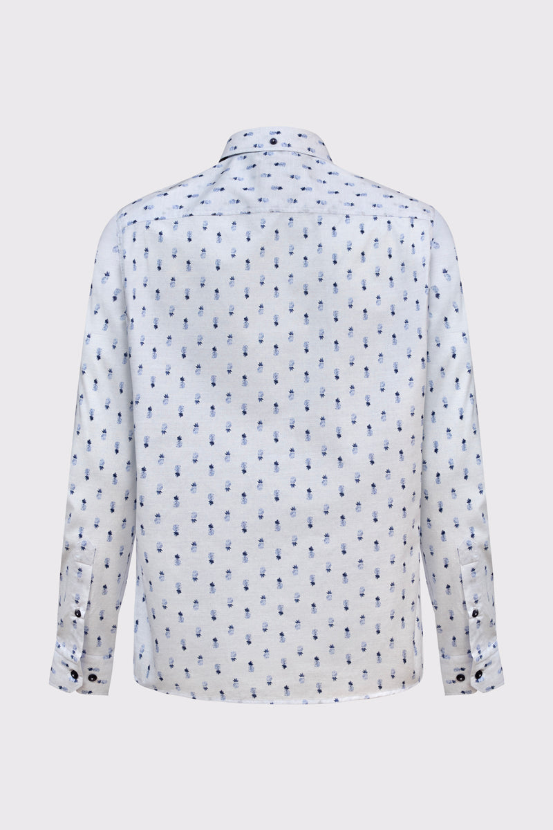 Modern Fit Hemd aus 100 % Baumwolle – indigo print 1 #Farbe_84491 indigo print 1