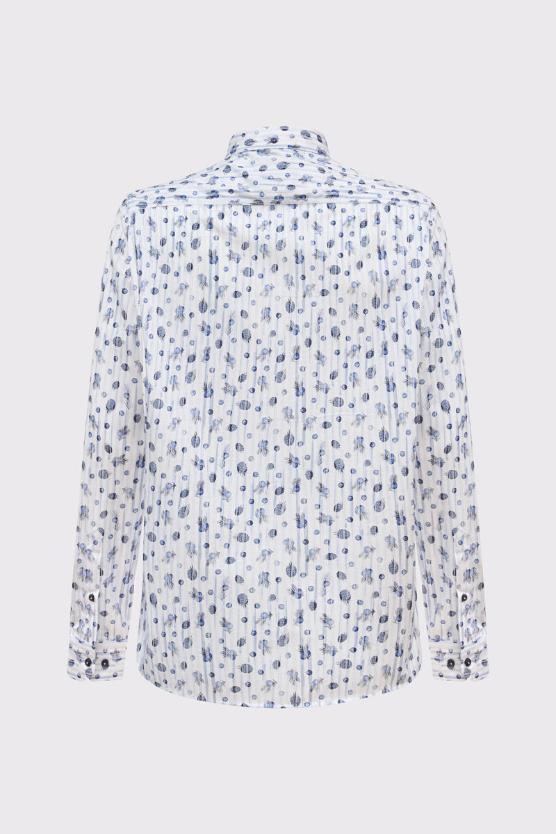Modern Fit Hemd aus 100 % Baumwolle – indigo print 2 #Farbe_84492 indigo print 2