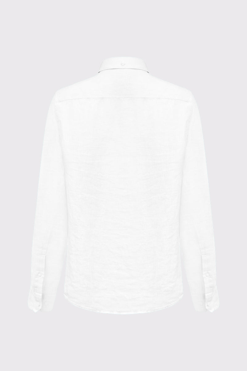 Herrenhemd aus 100% Leinen mit Modern Fit. Atmungsaktiv, leicht und ideal für stilvolle Sommer- und Casual-Looks – white #Farbe_10000 white