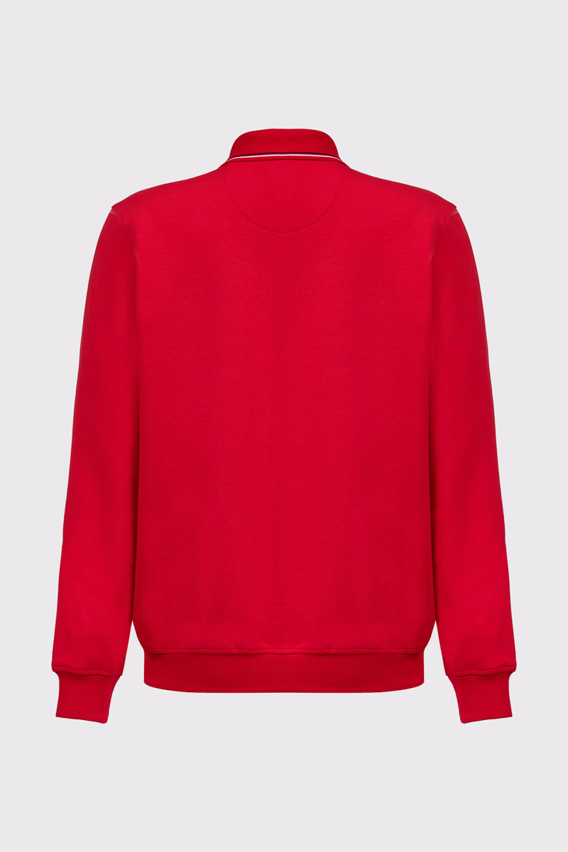 Sweat-Polo aus reiner Baumwolle mit Knopfleiste – red #Farbe_60100 red