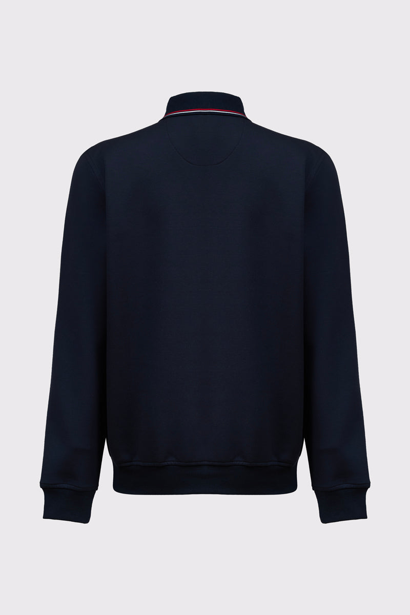 Sweat-Polo aus reiner Baumwolle mit Knopfleiste – navy #Farbe_85400 navy