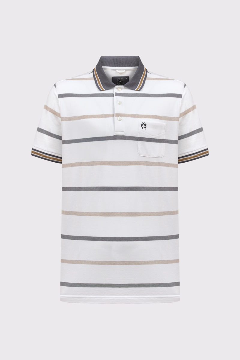 Herren Polo-Shirt mit Streifen – white combi 1 #Farbe_10011 white combi 1