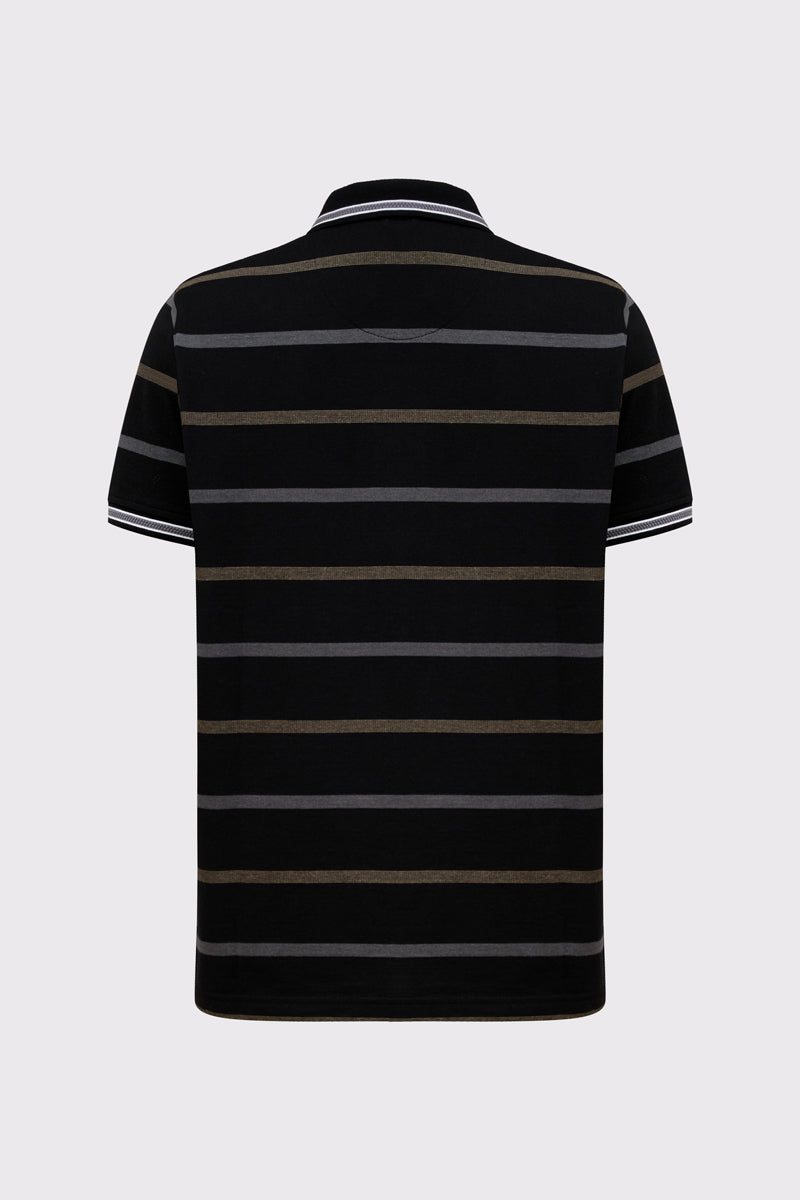 Herren Polo-Shirt mit Streifen – black combi 1 #Farbe_93011 black combi 1