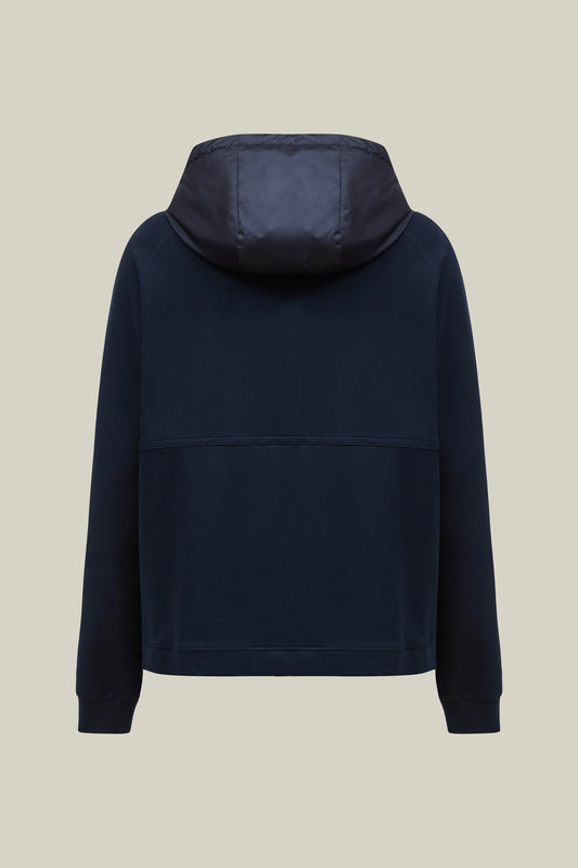 Herren Kapuzen Sweatshirt in Navy mit Reißverschluss