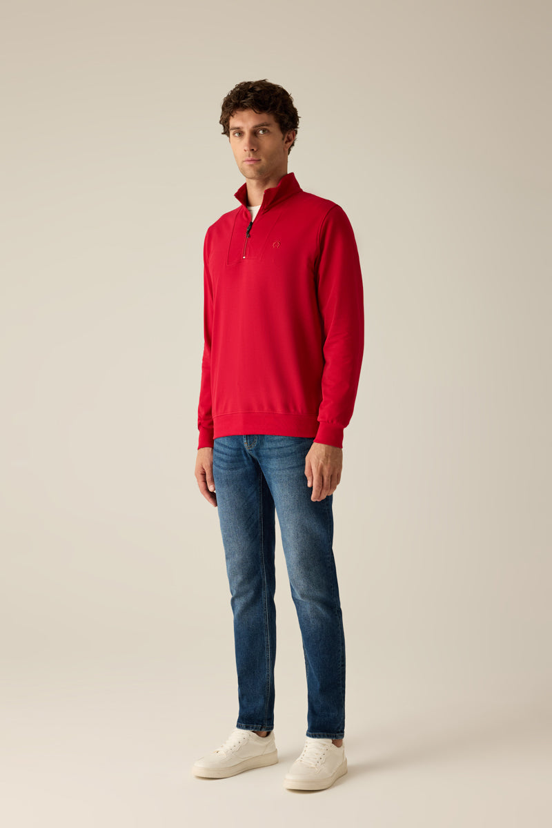 Troyer yakalı erkek sweatshirt'ü – sportif, şık, çok yönlü