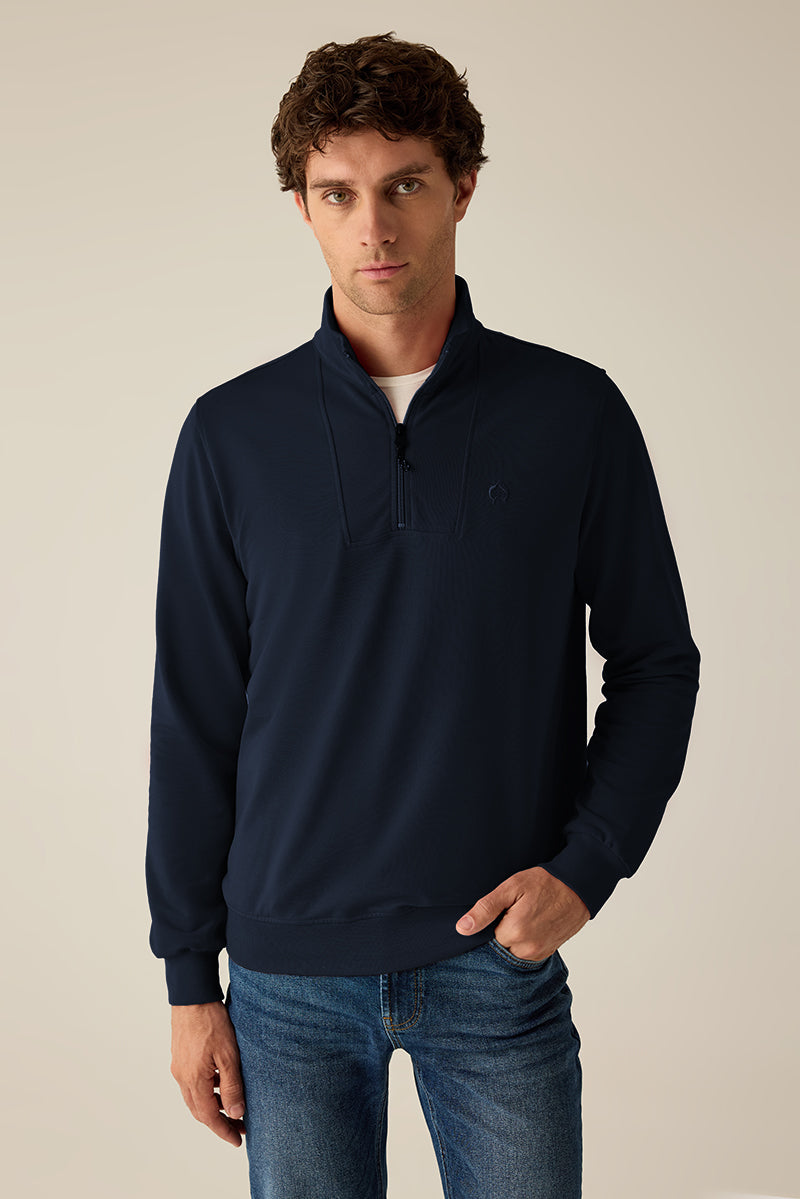 Troyer yakalı sweatshirt