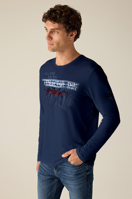 Long-sleeved crew neck shirt – statement print