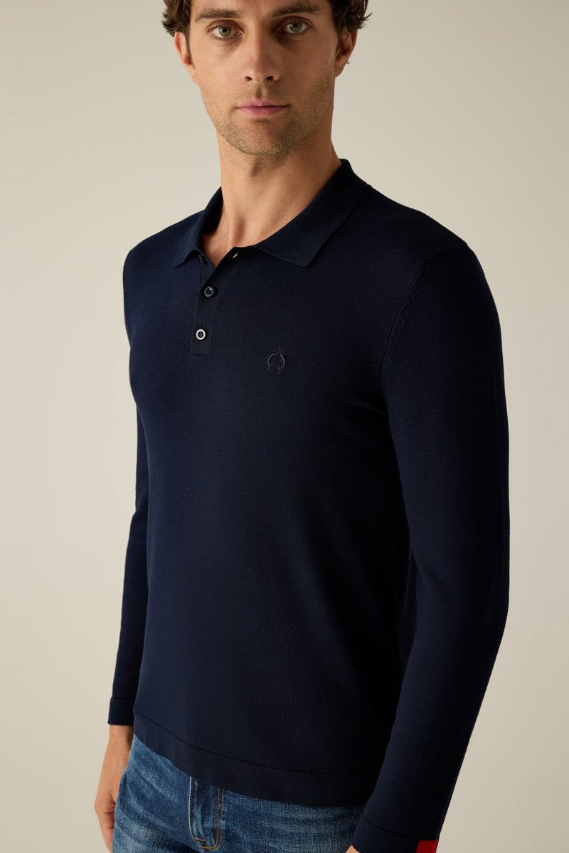 Herren Strickpolo navy