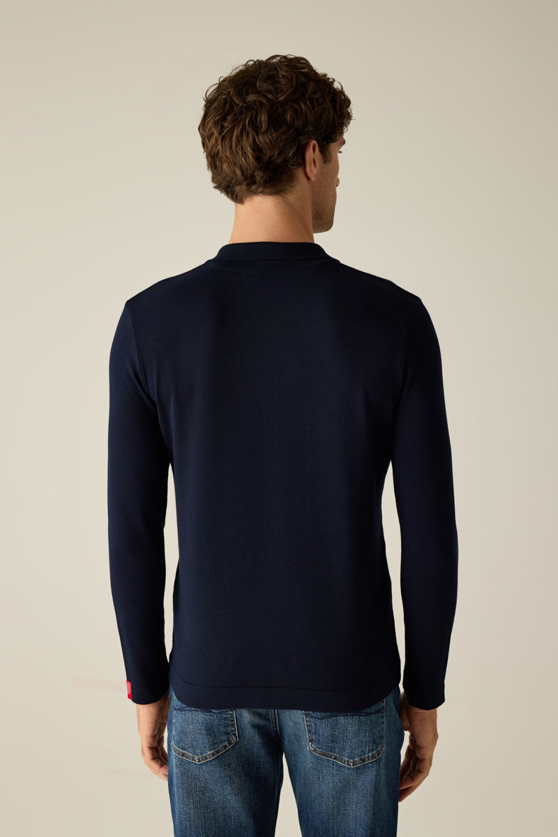 Herren Strickpolo navy