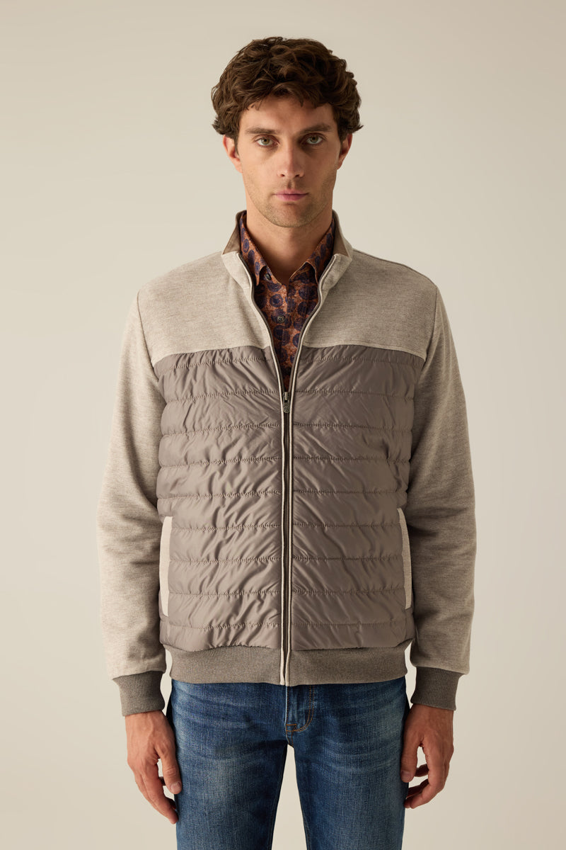 Moderne Herren-Sweatjacke in Sandmelange – stilvoll, sportiv und komfortabel
