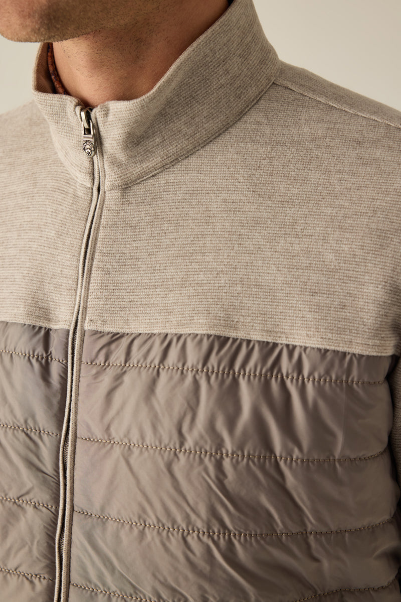 Moderne Herren-Sweatjacke in Sandmelange – stilvoll, sportiv und komfortabel