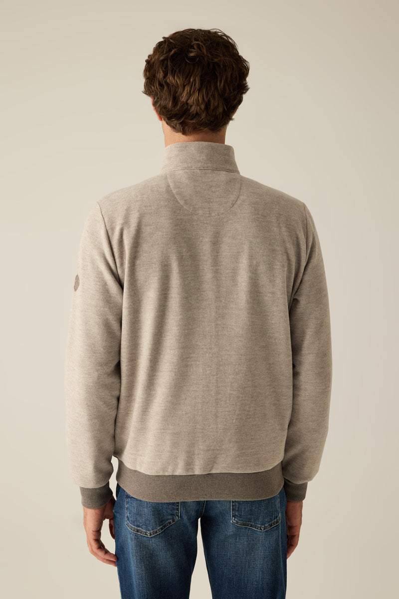 Moderne Herren-Sweatjacke in Sandmelange – stilvoll, sportiv und komfortabel
