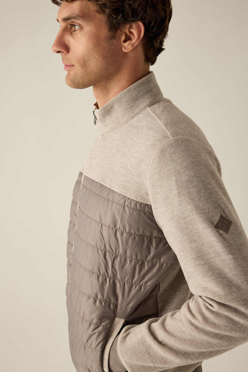 Moderne Herren-Sweatjacke in Sandmelange – stilvoll, sportiv und komfortabel