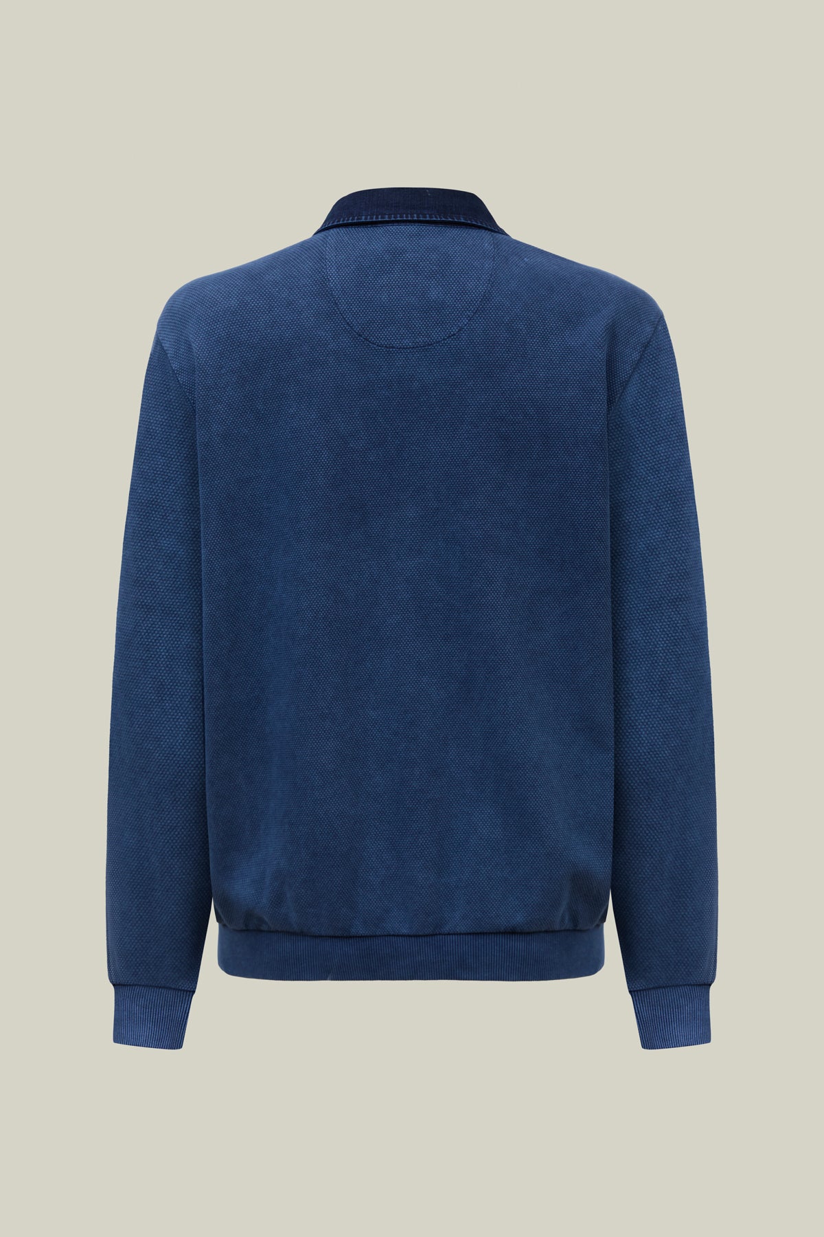 Men's indigo sweat with polo collar