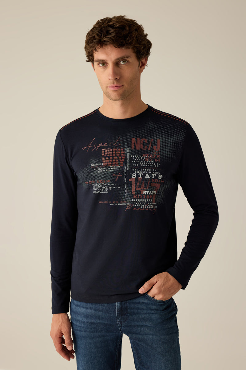 Herren Langarmshirt mit Rundhalsausschnitt – smart, maskulin und vielseitig