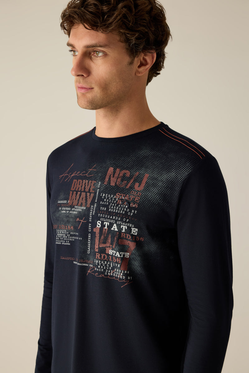 Herren Langarmshirt mit Rundhalsausschnitt – smart, maskulin und vielseitig