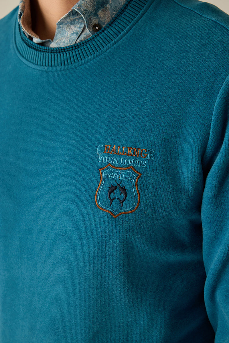 Herren-Sweatpullover – Premium-Look mit Rundhals, Logostickerei und Kontrastbündchen, vielseitig für Business und Freizeit.