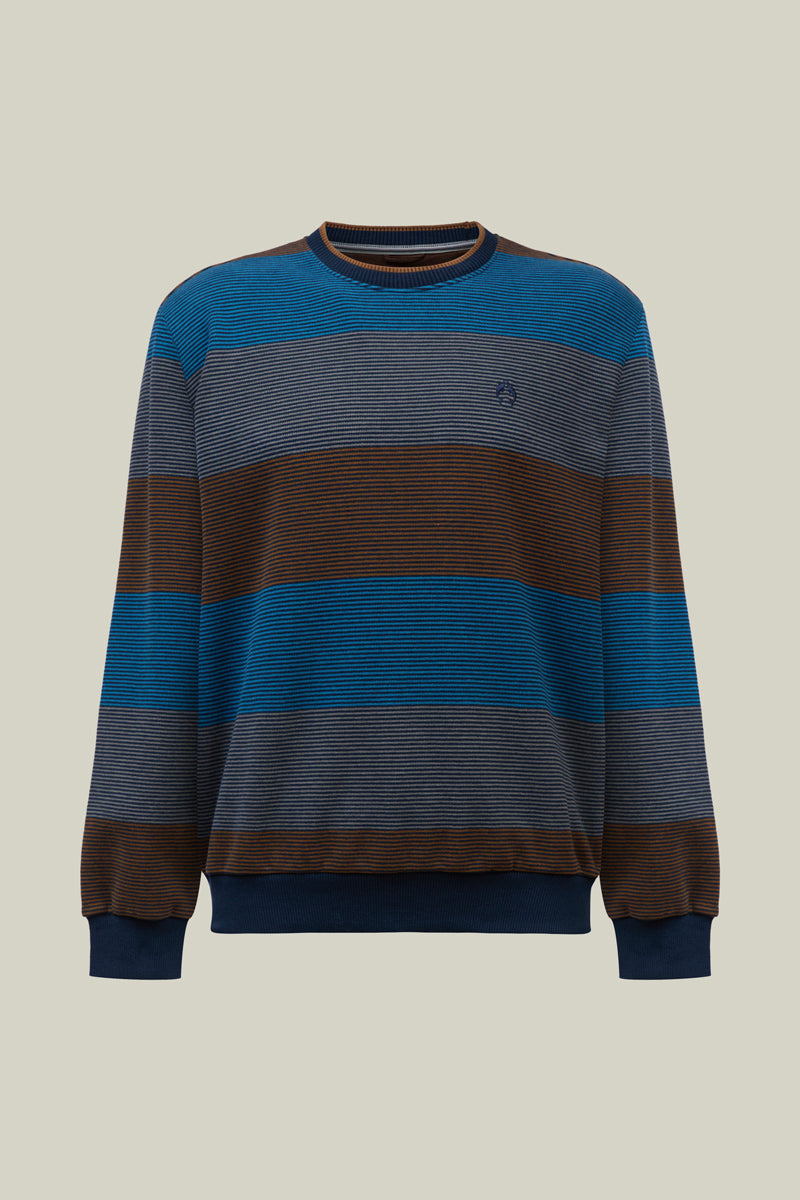Herren Sweat Strickpullover mit Blockstreifen – modern, detailreich und komfortabel