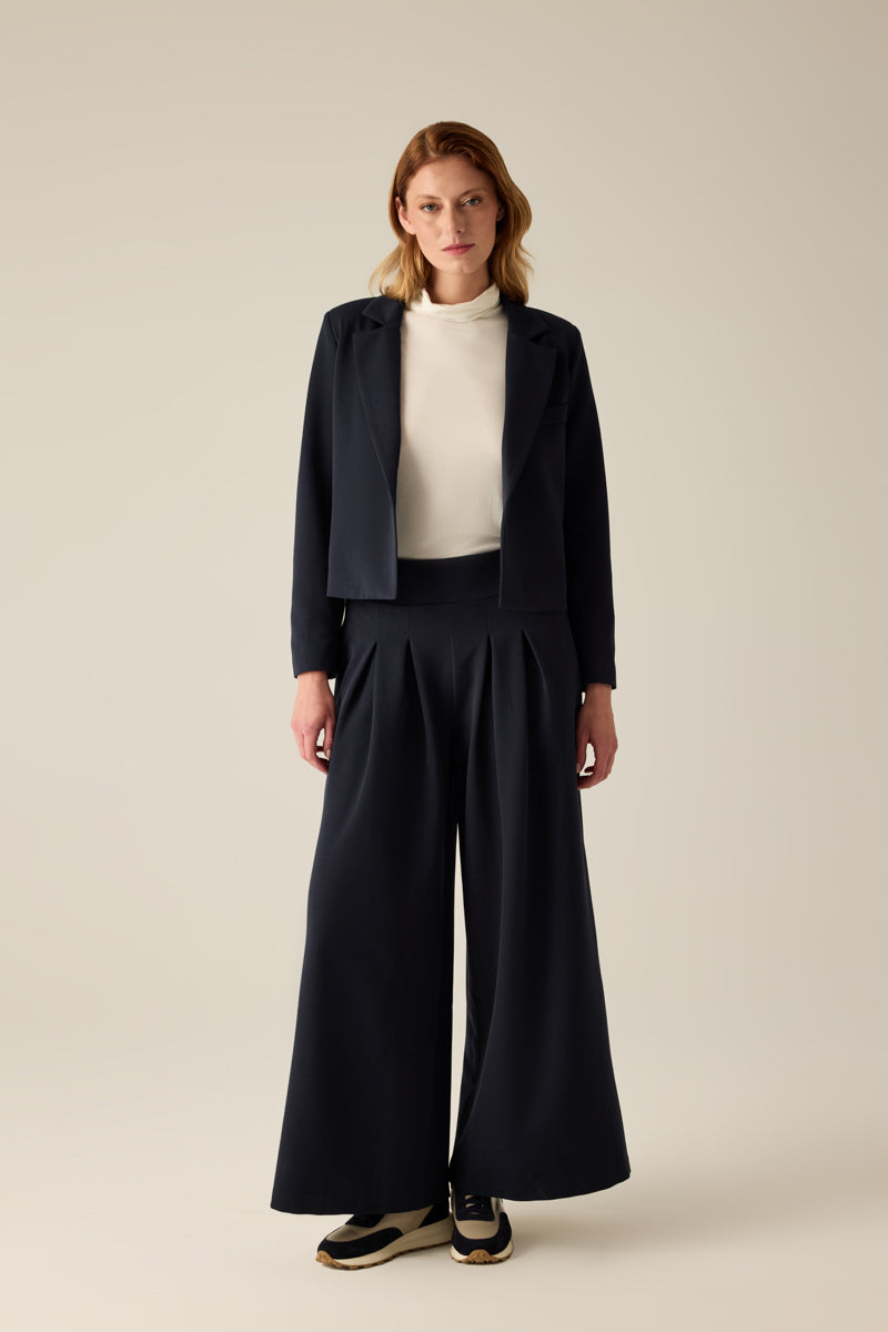 Damen Blazer Modern Fit – Kurz Geschnitten Navy