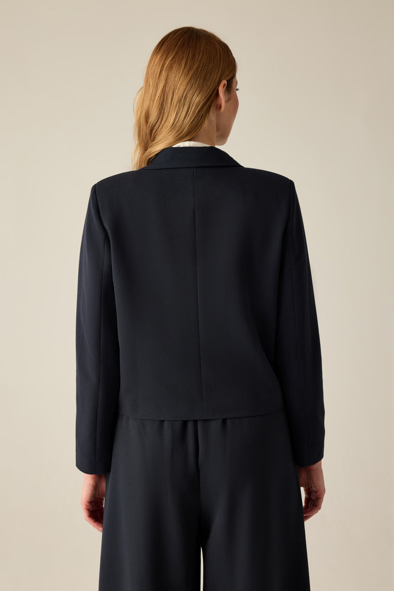 Damen Blazer Modern Fit – Kurz Geschnitten Navy