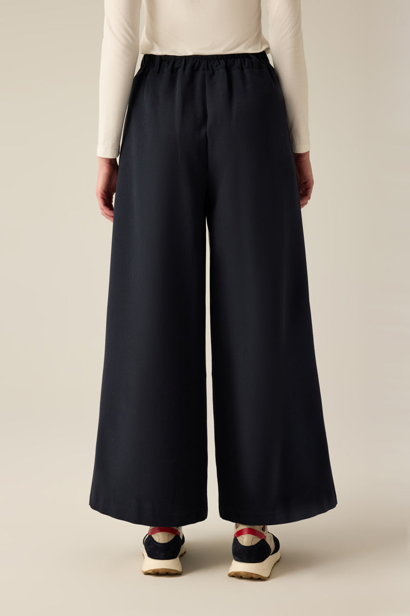 Damen Palazzo Hose Modern Fit – Navy Weit Geschnitten