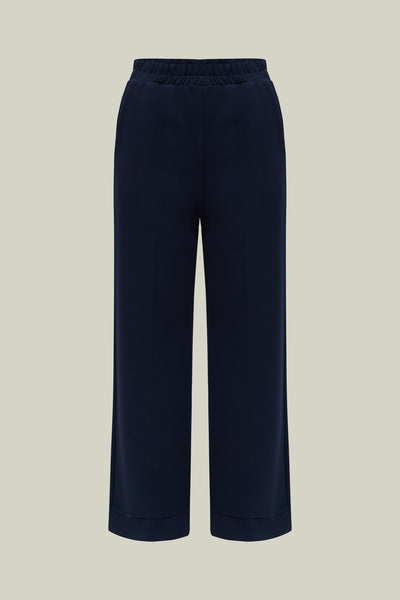Women's trousers with elastic waistband – Navy Casual Fit