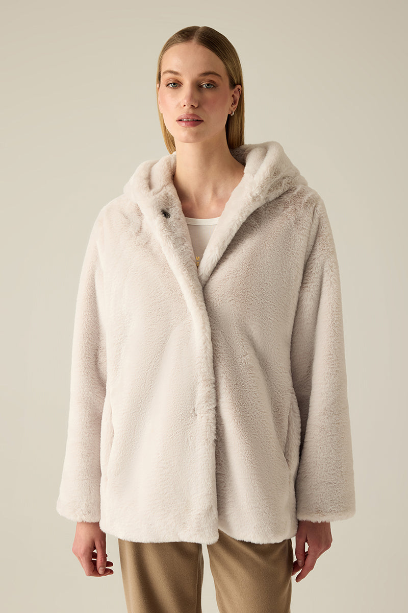 Damen Coat Hooded – Kapuzenmantel in Creme