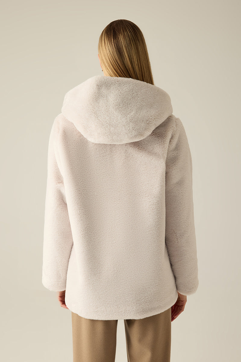 Damen Coat Hooded – Kapuzenmantel in Creme