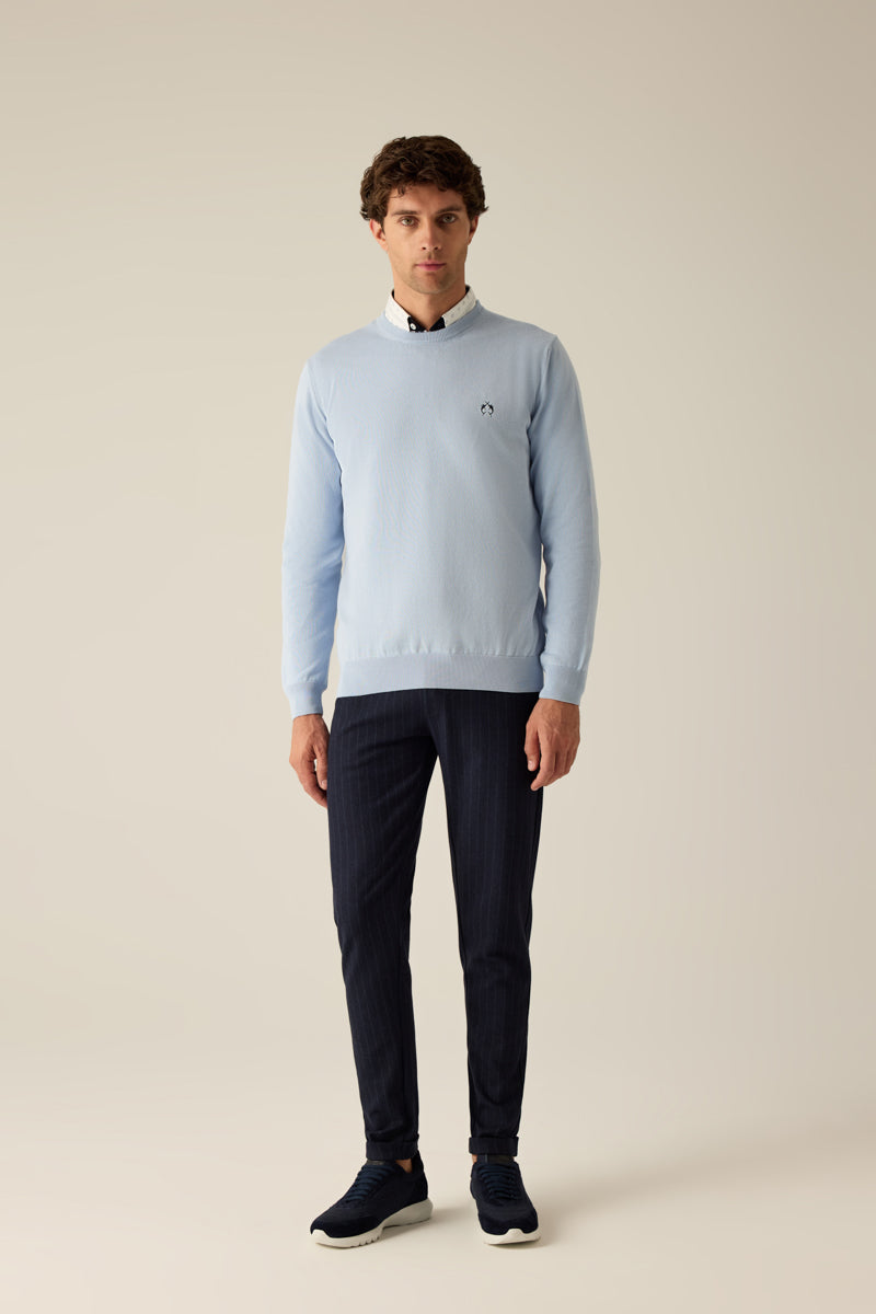Herren Pullover Blue Rundhals Logo
