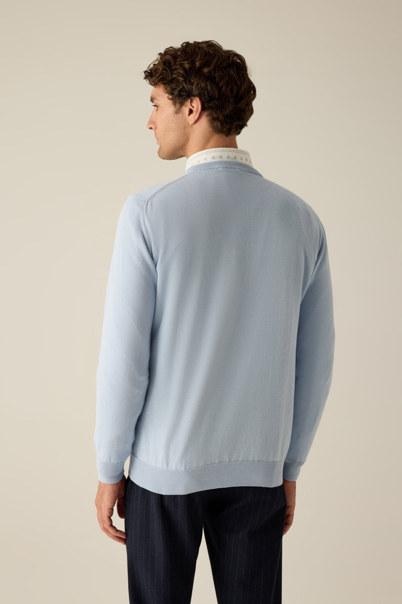 Herren Pullover Blue Rundhals Logo
