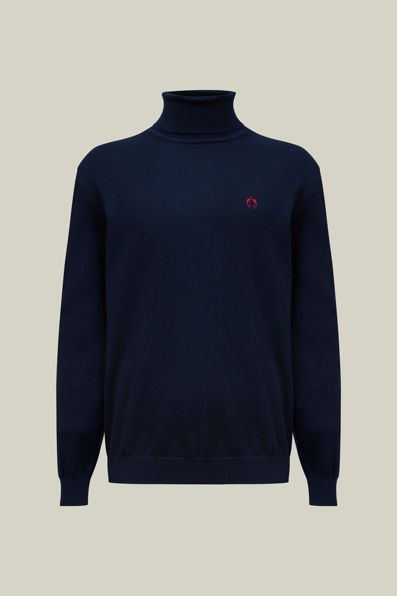 Feinstrick Rollkragenpullover – Navy