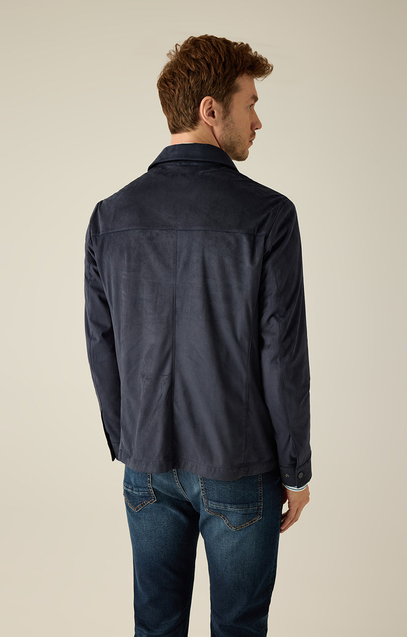 Herren Safarijacke Navy – Veloursleder-Optik