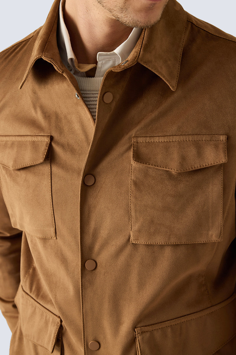 Men's safari jacket camel brown – suede look