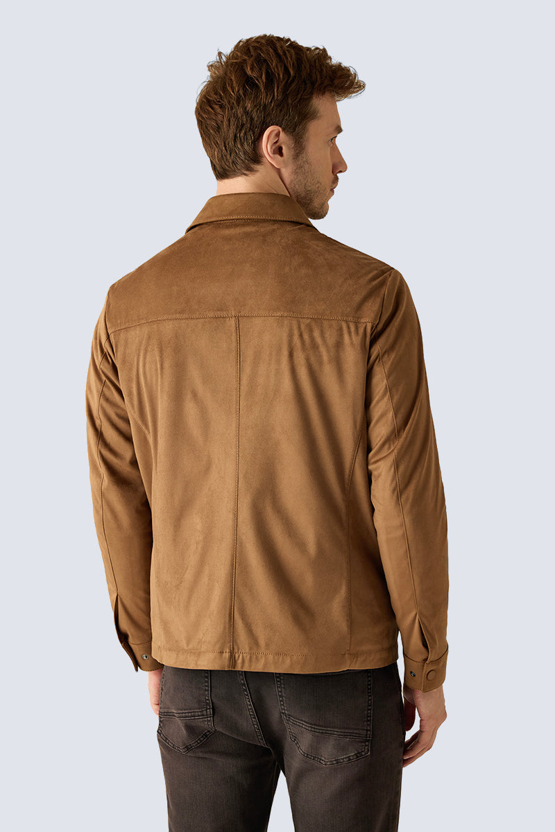 Men's safari jacket camel brown – suede look