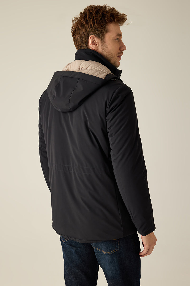 Herren Winterjacke Navy – Abnehmbare Kapuze