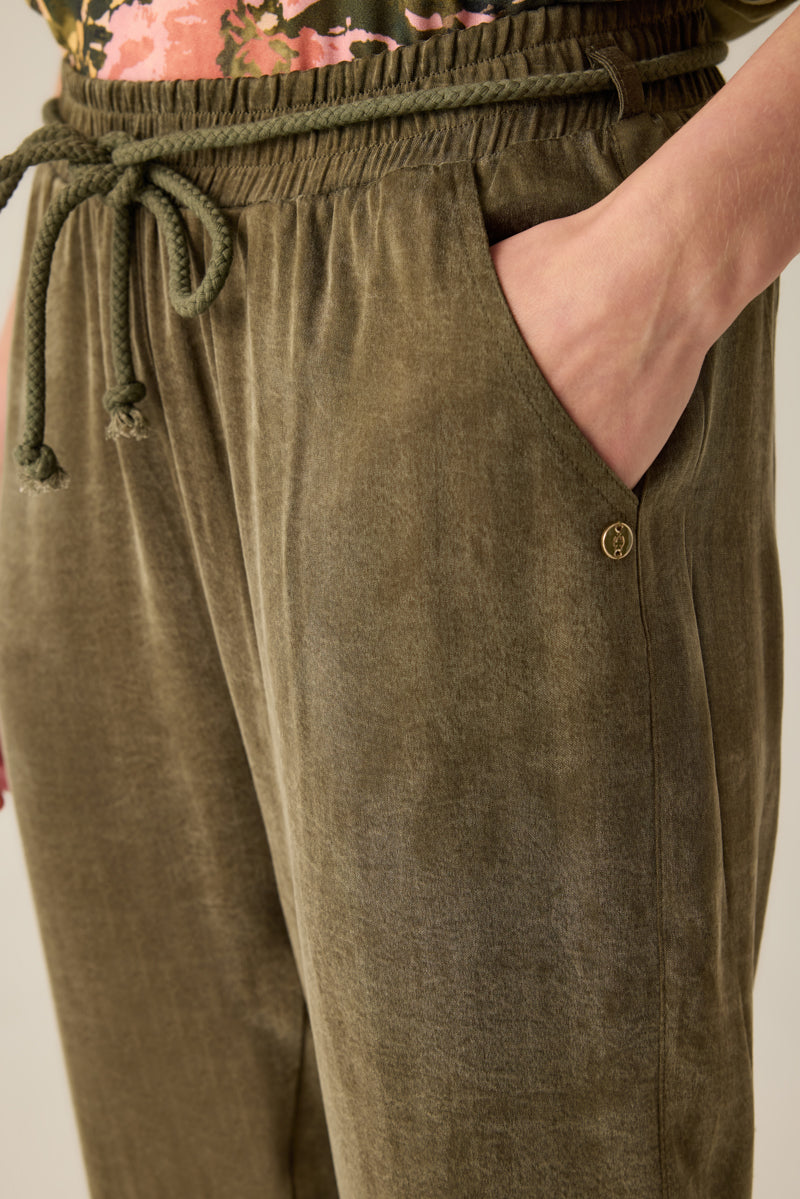 Women's linen trousers – khaki