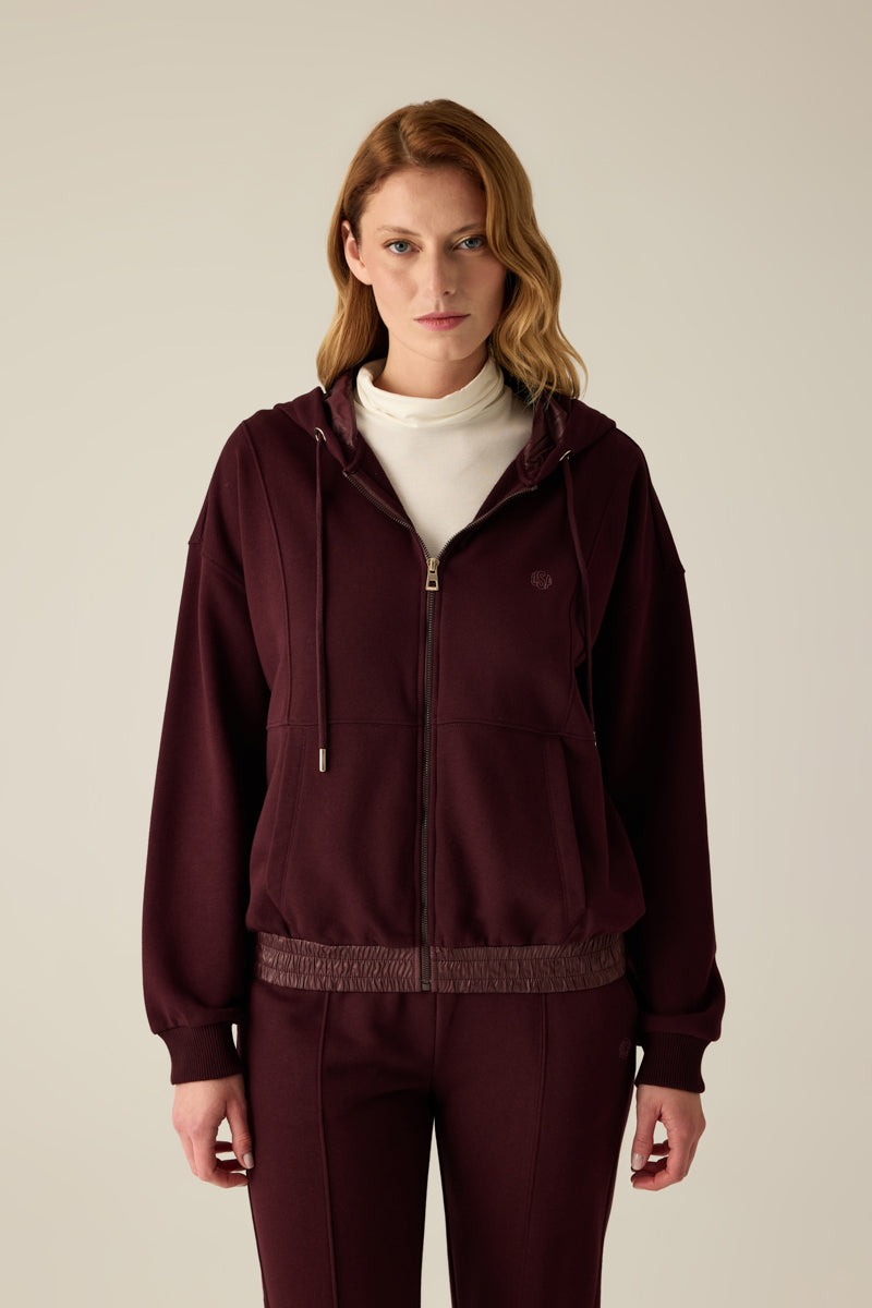 Damen Sweatjacke Dark Cherry