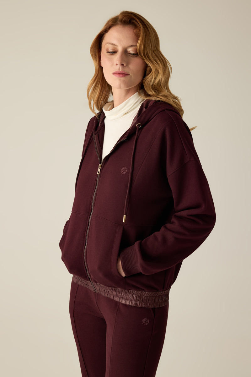 Damen Sweatjacke Dark Cherry