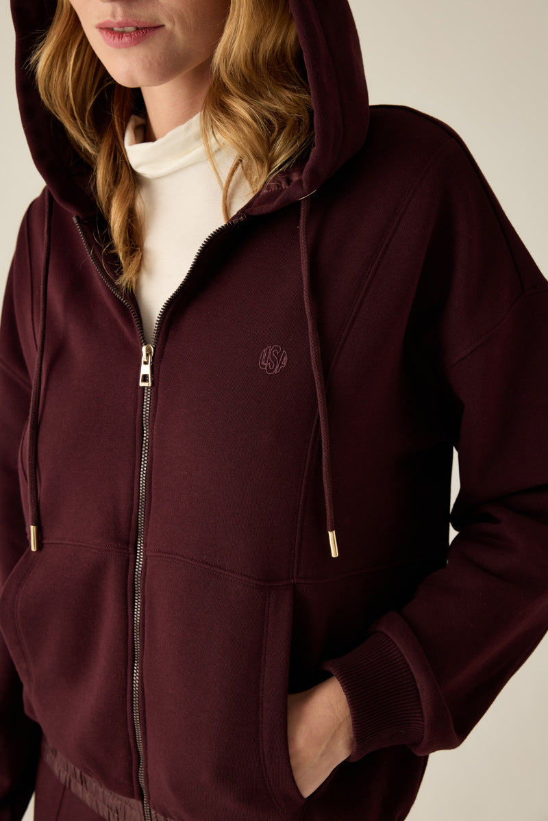 Damen Sweatjacke Dark Cherry