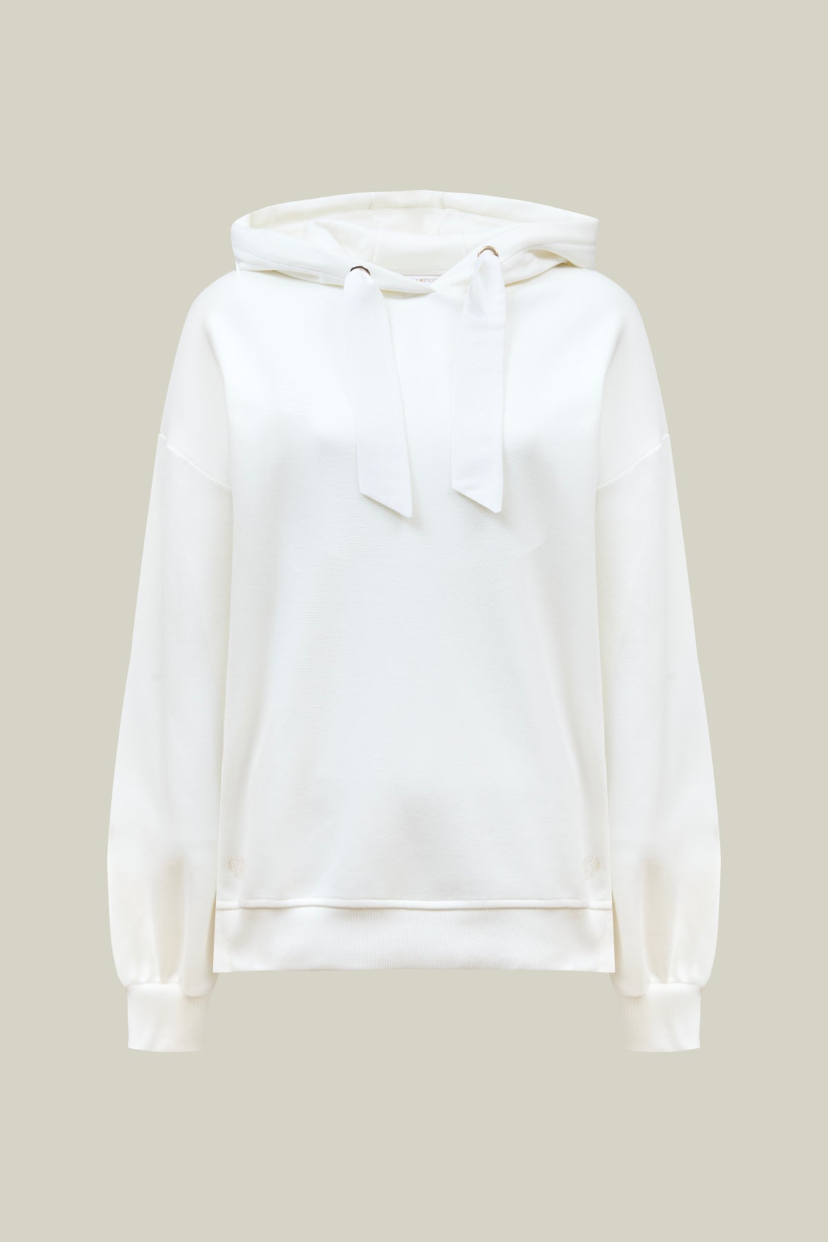 Damen Hoodie mit breitem Band – White
