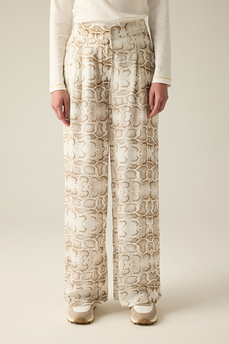 Women's viscose trousers with snake print