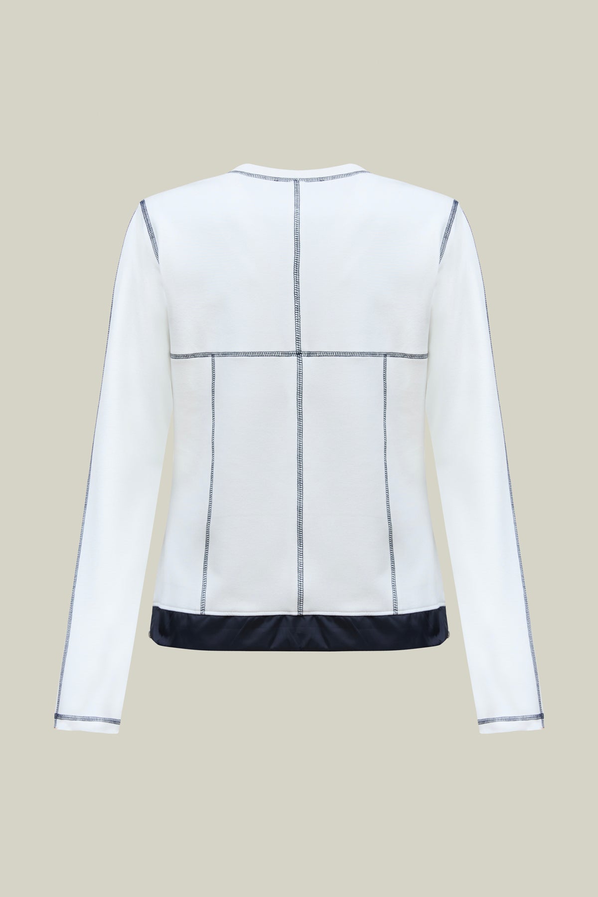 White women's sweatshirt with line pattern