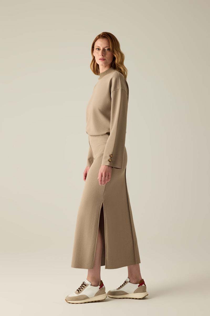 Damen Rock – Eleganter Maxirock in Camel