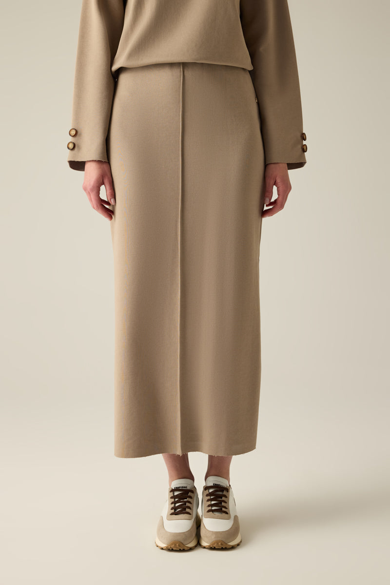 Damen Rock – Eleganter Maxirock in Camel