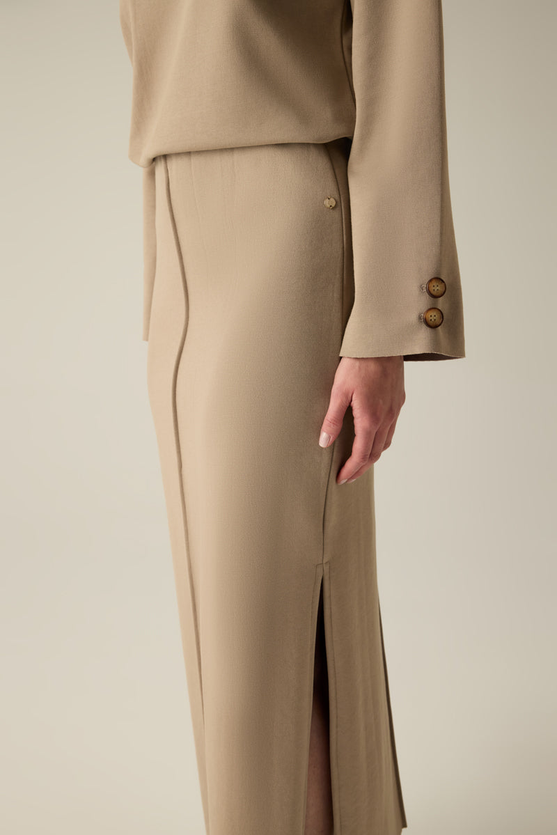 Damen Rock – Eleganter Maxirock in Camel