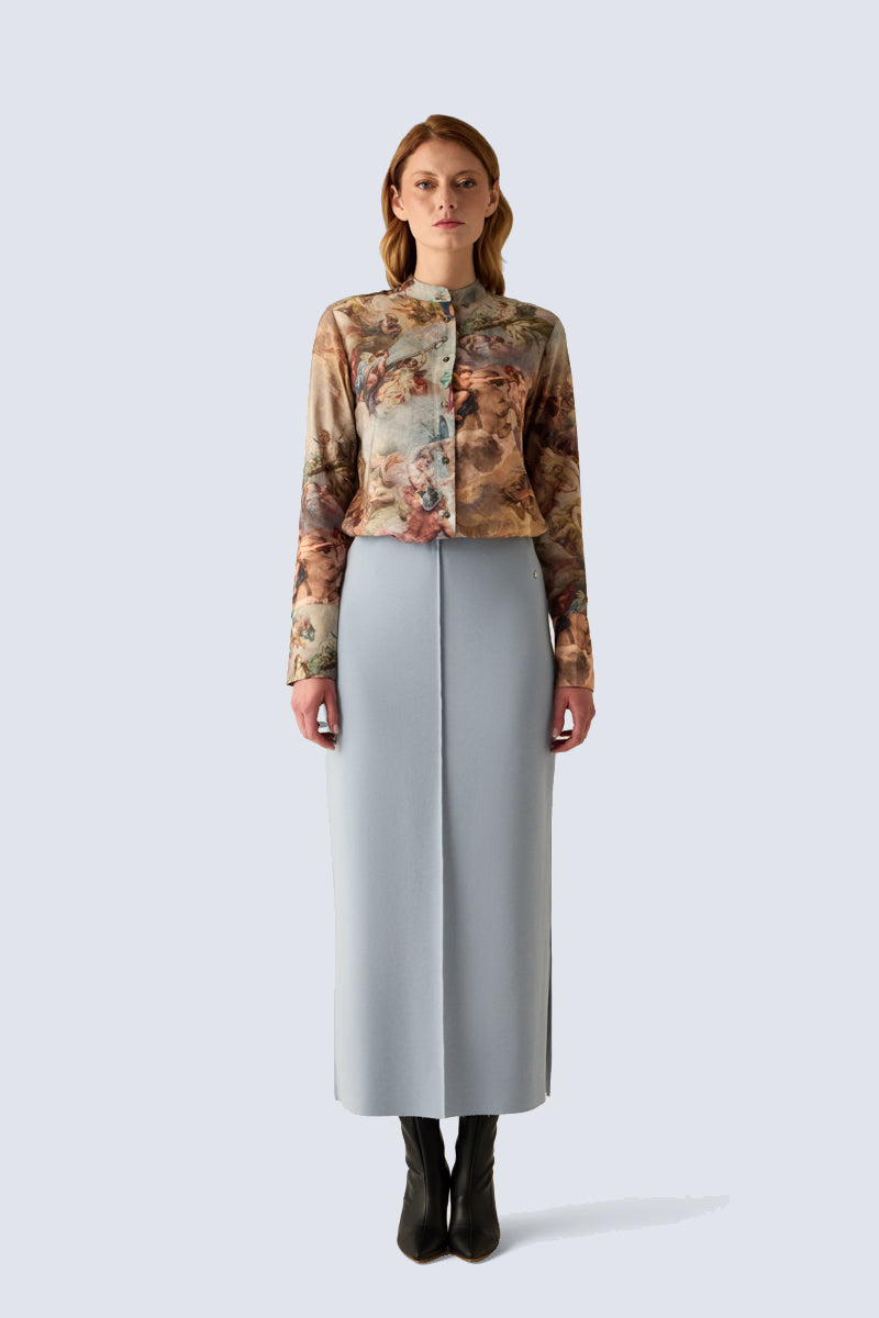 Damen Rock – Eleganter Maxirock in Camel – smoke blue #Farbe_79200 smoke blue