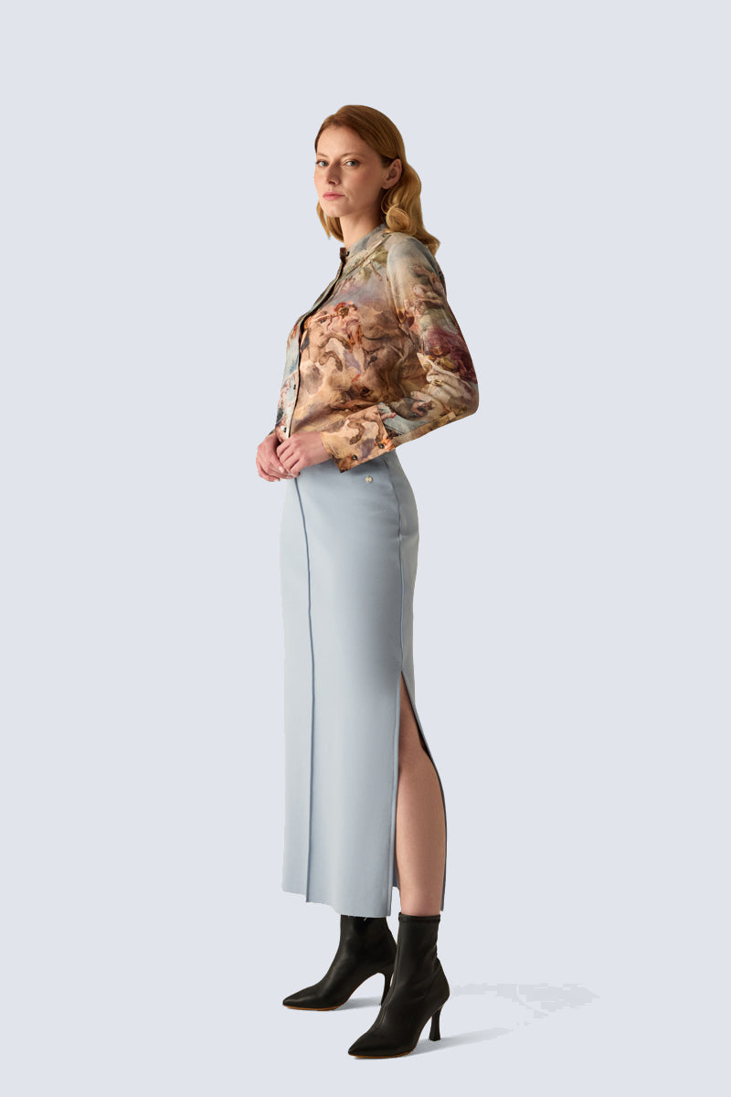 Damen Rock – Eleganter Maxirock in Camel – smoke blue #Farbe_79200 smoke blue