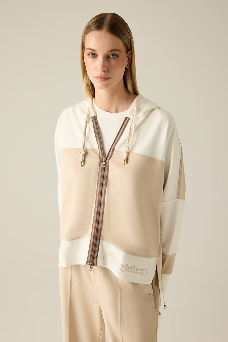 3681410_39611 Damen-Sweatshirtjacke im Materialmix.