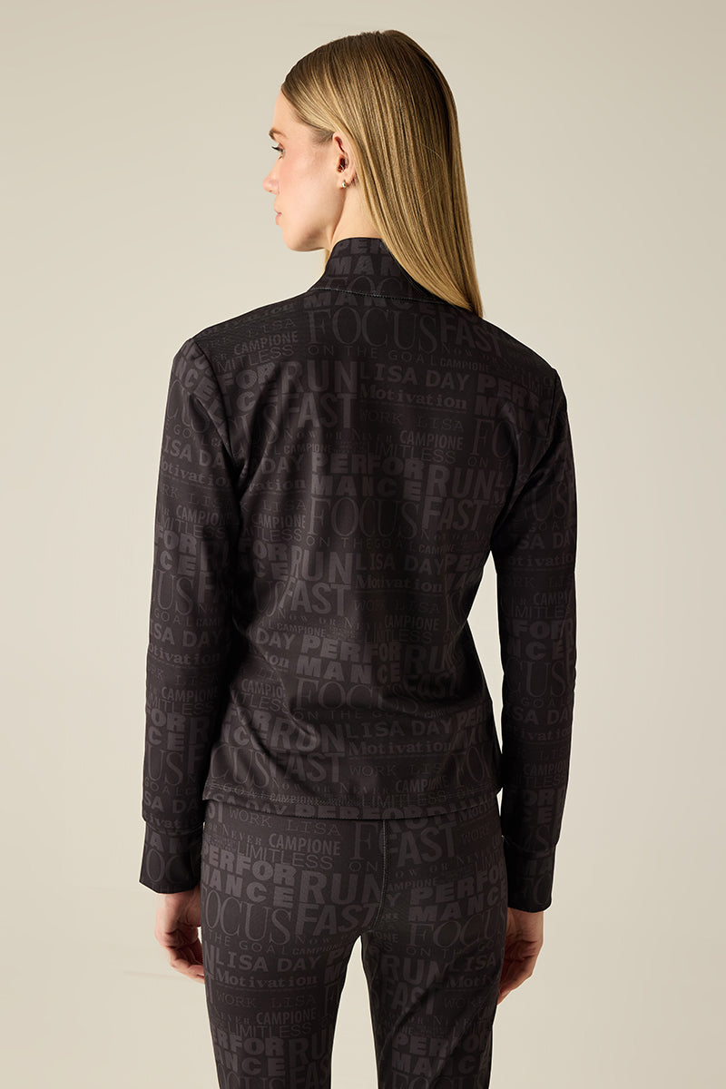 Women's tracksuit jacket with lettering pattern – Black